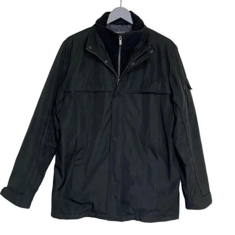Kenneth Cole Reaction Mens Black Full Zip Jacket Size Medium Layered‎ Look
